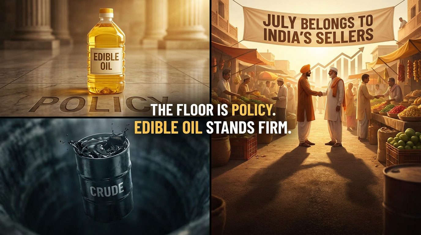 The Floor Is Policy: Why Edible Oil Won't Follow Crude Down, and Why July Belongs to India's Sellers