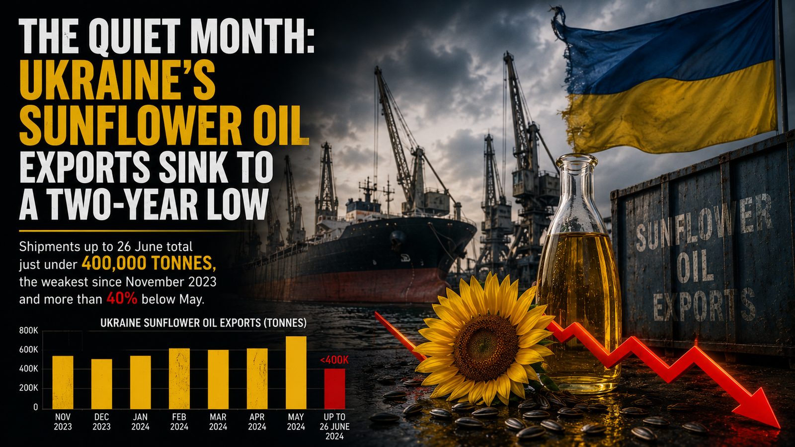The Quiet Month: Ukraine's Sunflower Oil Exports Sink to a Two-Year Low